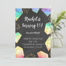 Rainbow & Guld Gemstones Modern Girls Birthday