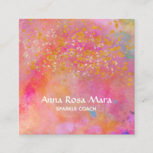 *~* Rainbow Guld Gnistra Glitter Abstrakt Fyrkantigt Visitkort