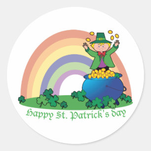 Rainbow Guld Leprechaun Runt Klistermärke