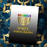 Rainbow Guld Menorah Flames Lycklig Hanukkah-kort Helgkort<br><div class="desc">Helgdag temaobjekt designade av Umua. Tryckt och avsänt av Zazzle eller deras närstående företag.</div>