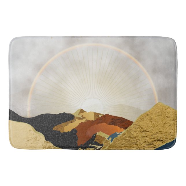 Rainbow Guld Metallic Mountain Bright Sol Landscap Badrumsmatta (Framsidan)