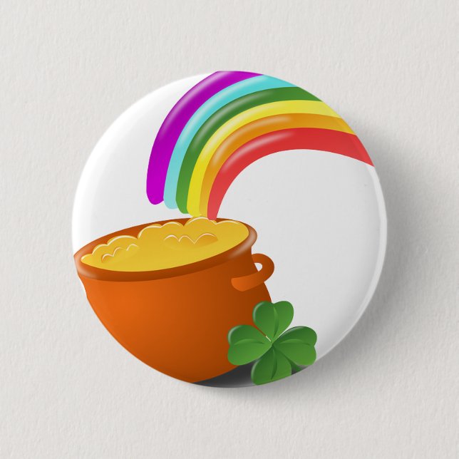 Rainbow Guld Pot Lucky Irish Himmel Ireland Colorf Knapp (Framsida)