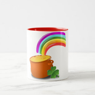Rainbow Guld Pot Lucky Irish Himmel Ireland Colorf Två-Tonad Mugg