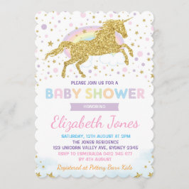 Rainbow Guld Unicorn/Magic Stars Baby Shower Inbjudningar