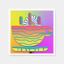 Rainbow Gult Kopp Saucer Party Cocktail Pappersservett