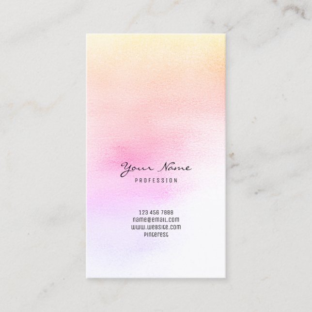 Rainbow Gult Peach Rosa Pastel Peach Ombre Glass Visitkort (Framsida)
