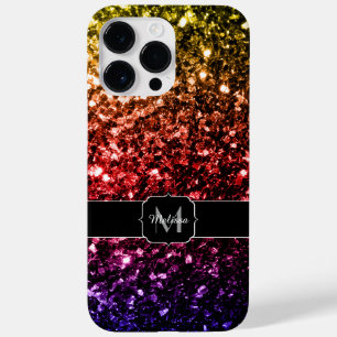 Rainbow gult red lila faux sparkles Monogram