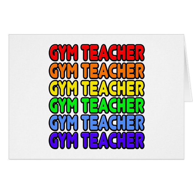 Rainbow Gym Teacher Hälsningskort (Framsidan Horizontal)
