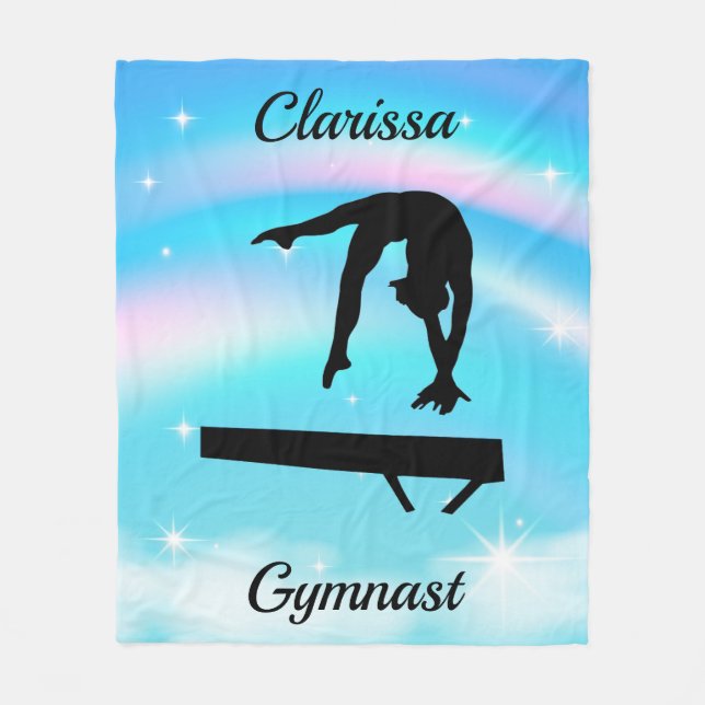 Rainbow Gymnastics Beam Personlig Fleecefilt (Framsidan)