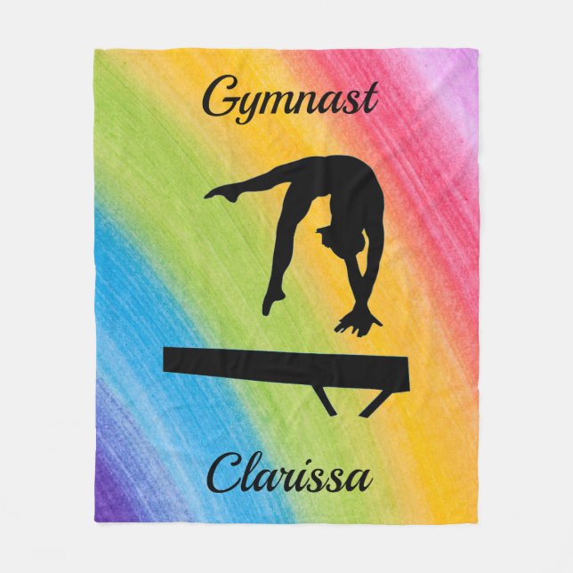 Rainbow Gymnastics Beam Personlig Fleecefilt (Framsidan)