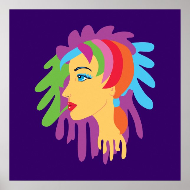 Rainbow Hair Art Poster (Framsidan)