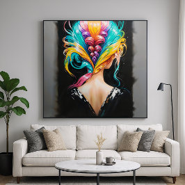 Rainbow Hair - Backwards Porträtt Stil Poster