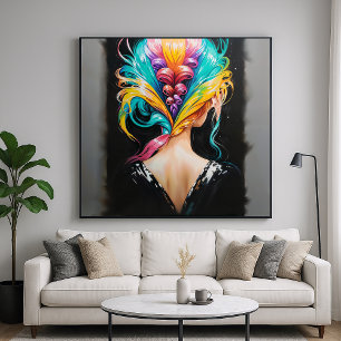 Rainbow Hair - Backwards Porträtt Stil Poster