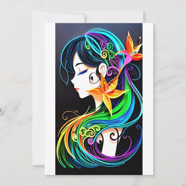 Rainbow Hair Dream Inbjudningar (Framsida)