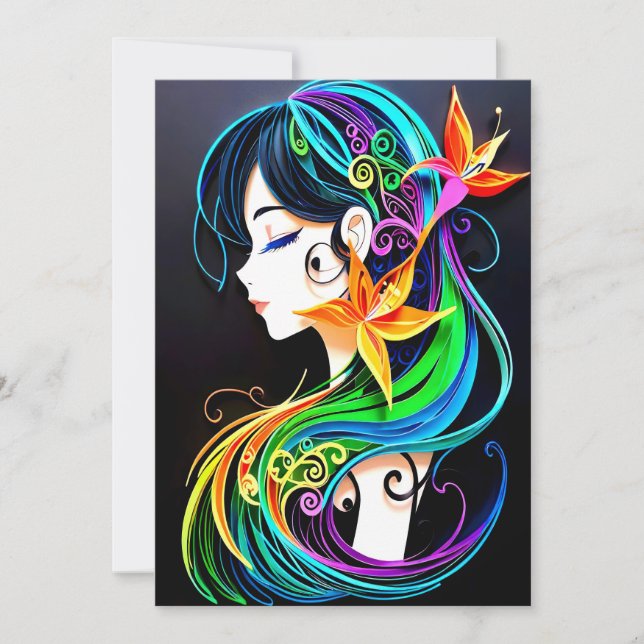 Rainbow Hair Dream. Inbjudningar (Framsida)