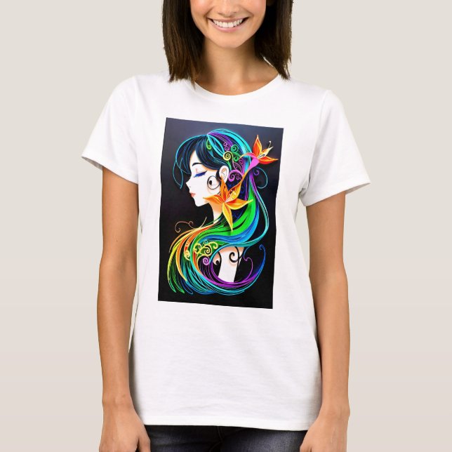 Rainbow Hair Dream. T Shirt (Framsida)