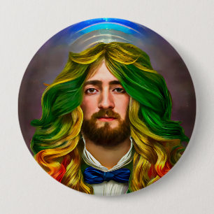 Rainbow Hair Man of Kärlek Fantasy surreal LGBTQ A Knapp