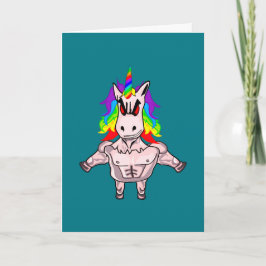 Rainbow Hair Muscular Unicorn Body Byggnad Kort