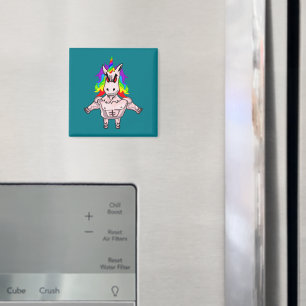 Rainbow Hair Muscular Unicorn Body Byggnad Magnet