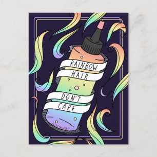 Rainbow Hair Pastel Dye Flaska Mörk Girly Vykort