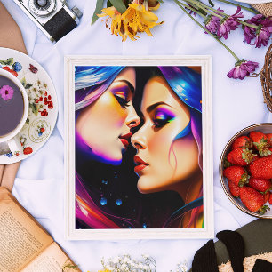 Rainbow Hair Women i Kärlek Poster