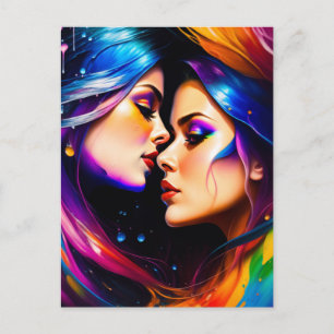 Rainbow Hair Women i Kärlek Vykort