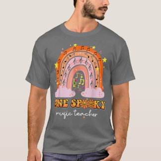 Rainbow Halloween One Spooky Music Teacher Retro T Shirt