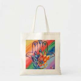 Rainbow Hamsa Tote Bag Tygkasse