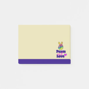 Rainbow Hand Fredstecken Peace and Kärlek Typograp Post-it Block