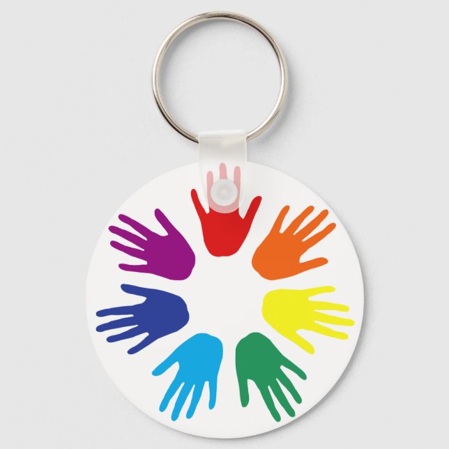 Rainbow händer nyckelring (Framsida)