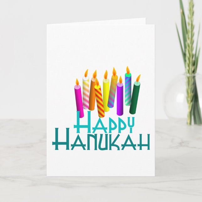 Rainbow Hanukah Candles Helgkort (Framsida)