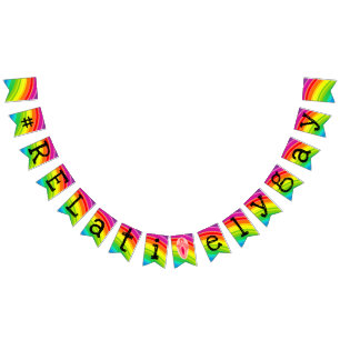 Rainbow Hashtag ’V’ Swallowtail Bunting Banner Vimplar