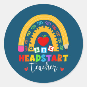 Rainbow Head Start Teacher Headstart Första dagen Runt Klistermärke