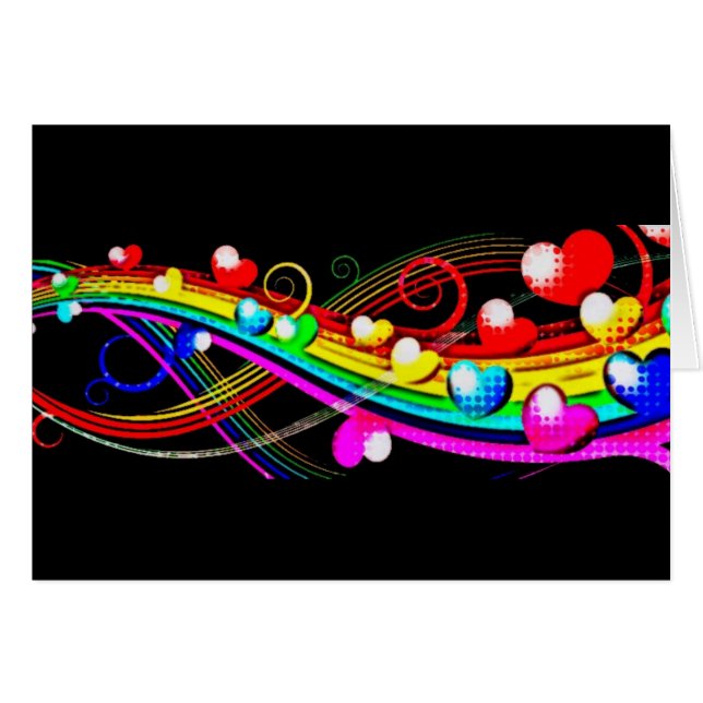 Rainbow Hearets Greeting Card Hälsningskort (Framsidan Horizontal)