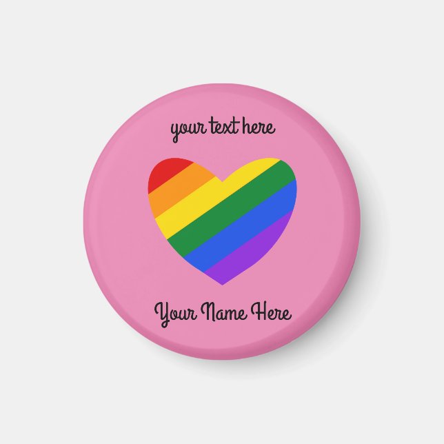 Rainbow Heart #1 Round Magnet (Framsidan)