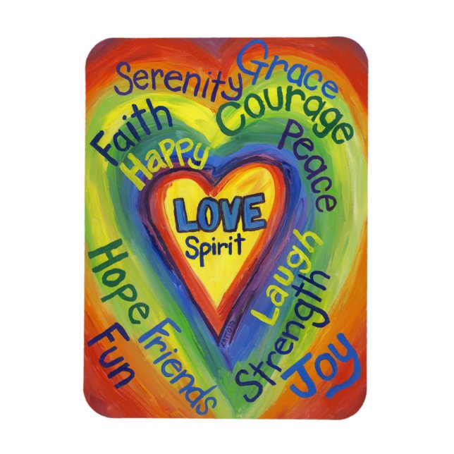 Rainbow Heart Art Inspirational Fridge Magnets Magnet (Vertikal)