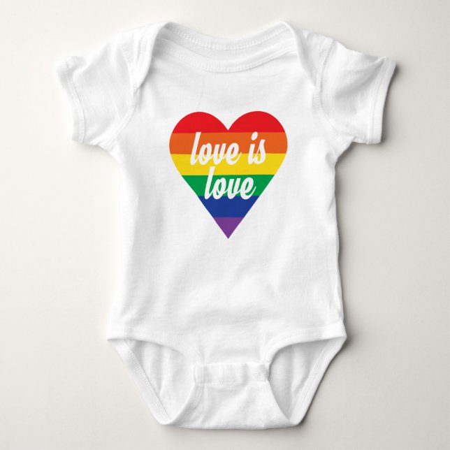 Rainbow Heart Baby Shirt - Kärlek är Kärlek Tee Shirt (Framsida)