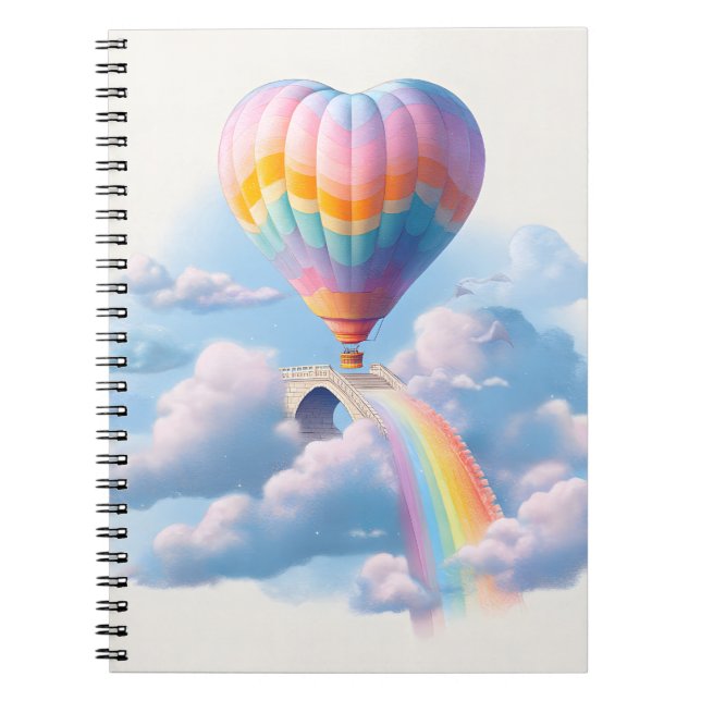 Rainbow Heart Balloon Himmel Bridge - bärbar dator Anteckningsbok (Framsidan)