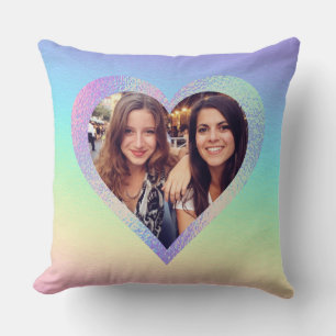 Rainbow Heart Best Friends Anpassningsbar Photo Kudde