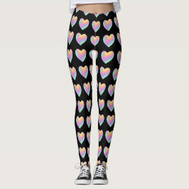 Rainbow Heart Black Leggings
