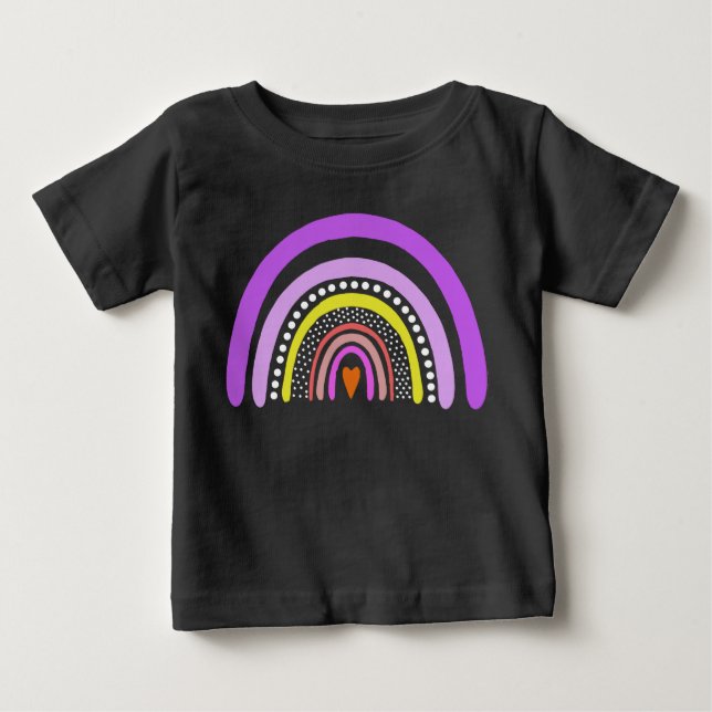 Rainbow Heart Boho Doodle T-Shirt (Framsida)