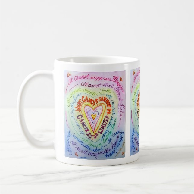 Rainbow Heart Cancer kan inte Dikt Coffee Mugg (Vänster)