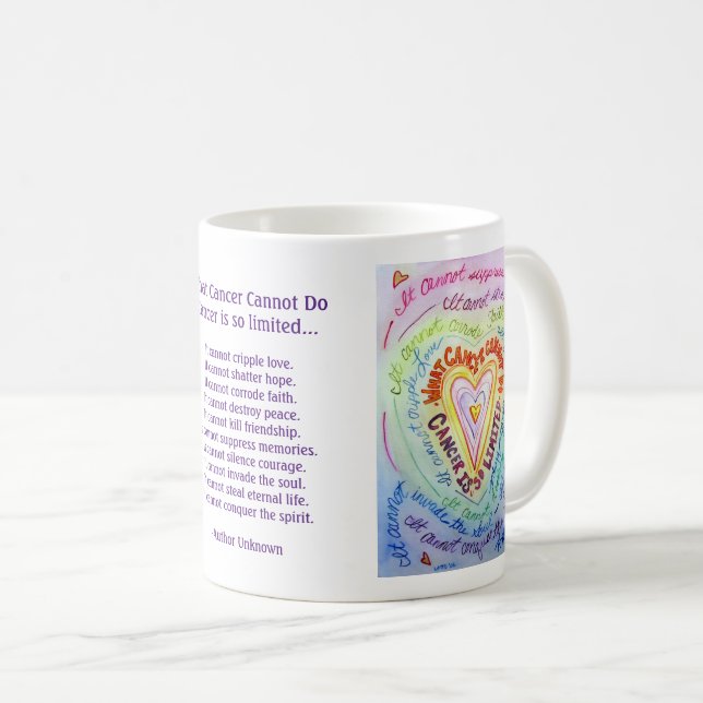 Rainbow Heart Cancer kan inte Dikt Kaffe koppar (Framsida höger)