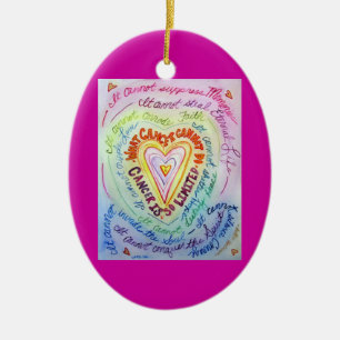 Rainbow Heart Cancer kan inte göra prydnadsanpass Julgransprydnad Keramik