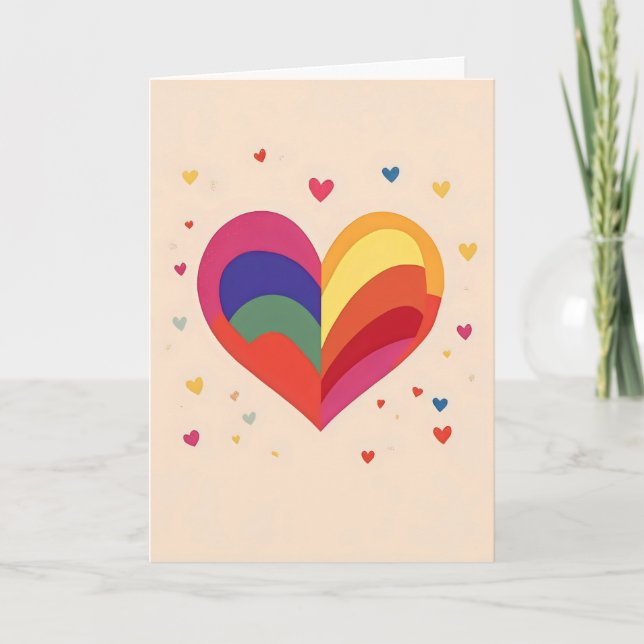 Rainbow Heart Colorful Helgkort (Framsida)