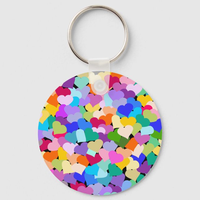 Rainbow Heart Confetti Nyckelring (Framsida)