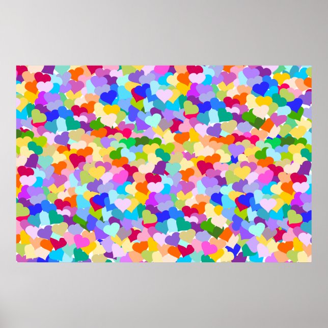 Rainbow Heart Confetti Poster (Framsidan)