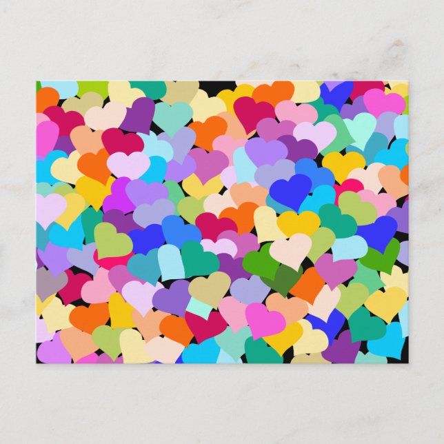 Rainbow Heart Confetti Vykort (Framsida)