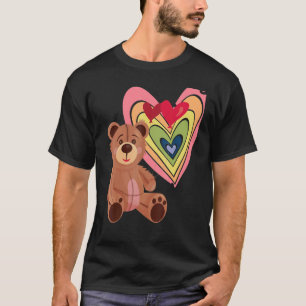 Rainbow Heart Cute Teddy Hug Time Nalle T Shirt