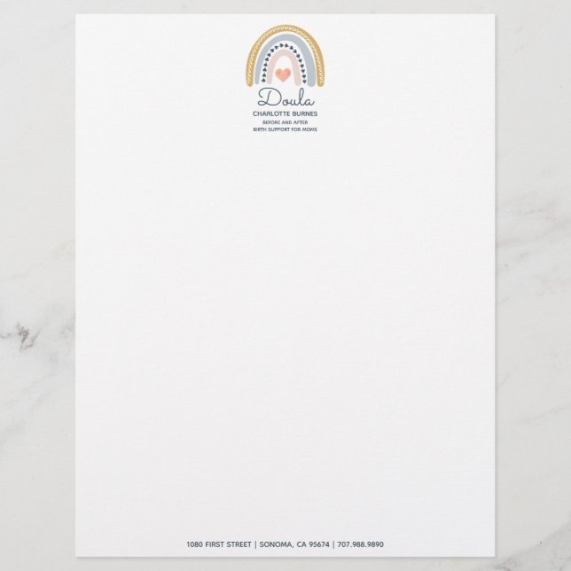 Rainbow Heart Doula Business Letterhead Brevhuvud (Framsida)